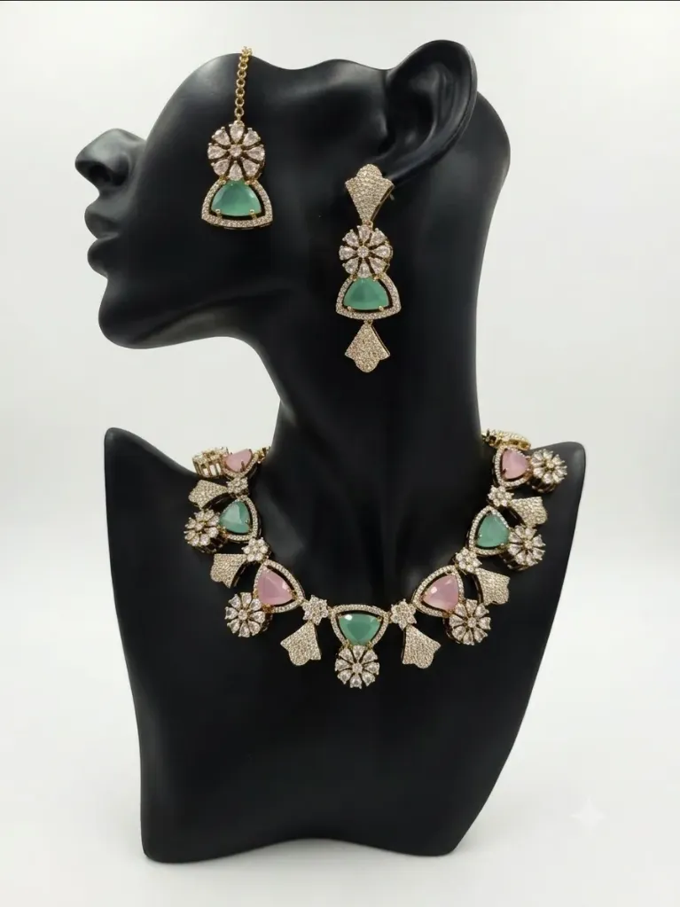 Antique gold mint green and milky pink ADS set