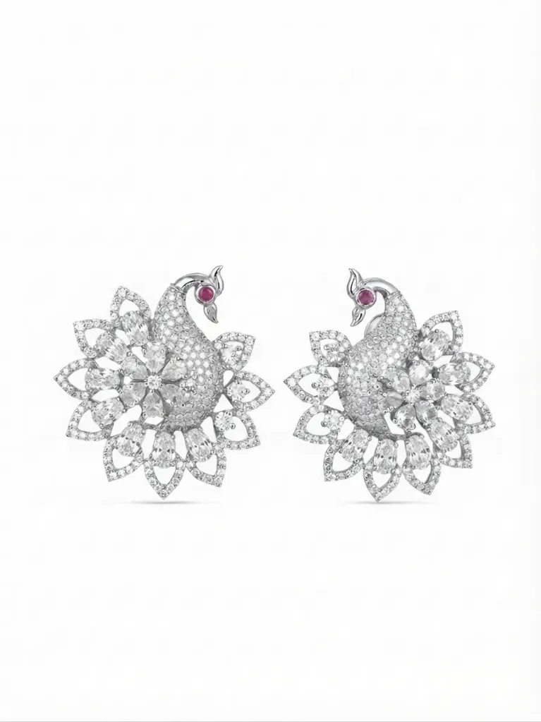 Peacock silver ADS earring